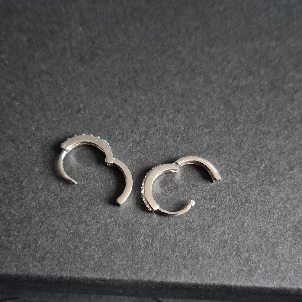 925 Sterling Silver Moissante Huggie Earrings - Picture 2 of 5